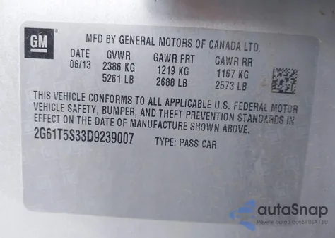 2013 Cadillac Xts Premium из США, поврежденный, VIN 2G61T5S33D9239007